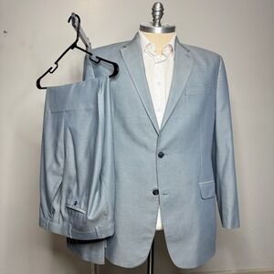 Sean John Mens Light Blue Suit 48L 36W